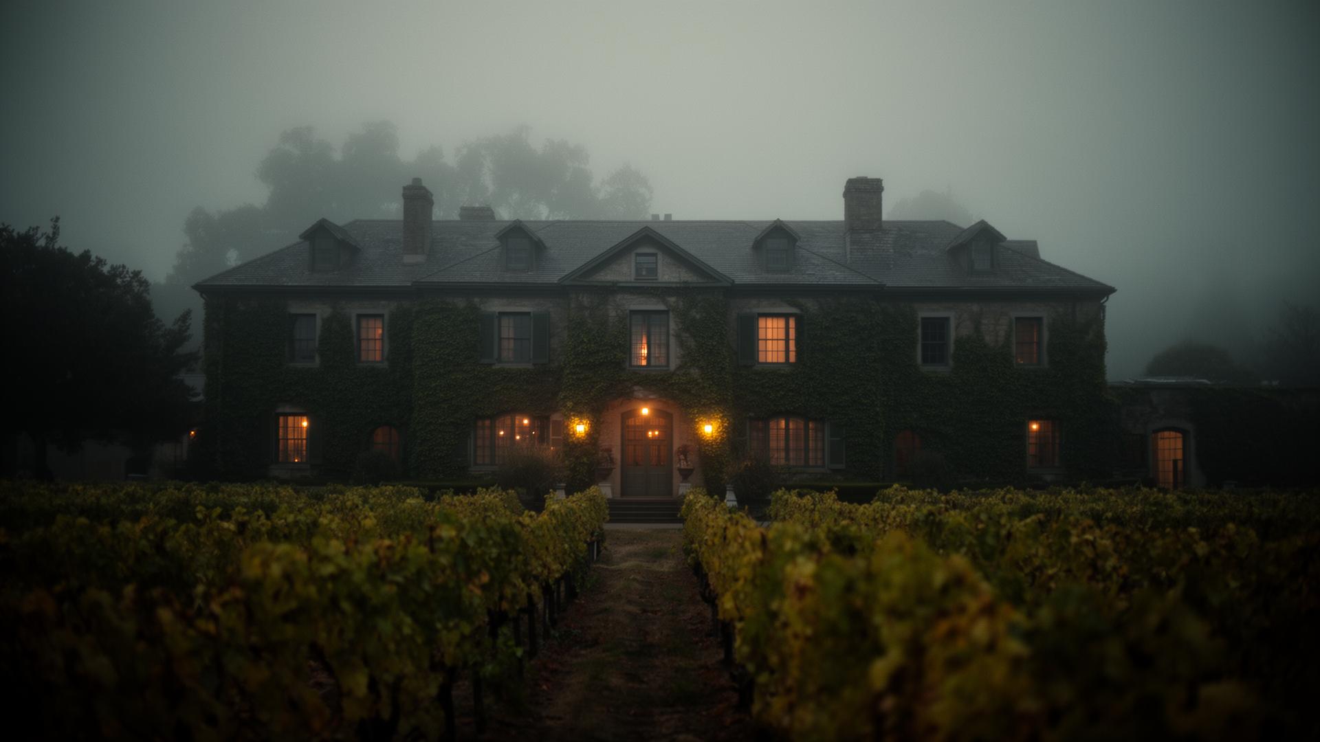 19th-century estate in Sonoma at dusk